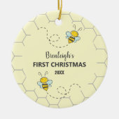 Schattige Bumble Bee Eerste Kerstmis Aangepast Keramisch Ornament (Voorkant)
