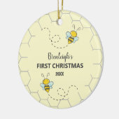 Schattige Bumble Bee Eerste Kerstmis Aangepast Keramisch Ornament (Links)