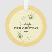 Schattige Bumble Bee Eerste Kerstmis Aangepast Ornament (voorkant)