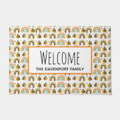 Schattige Bumble Bee en Rainbows Pattern Welkom Deurmat (Voorkant)