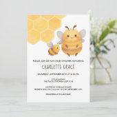 Schattige Bumble Bee gepersonaliseerd Baby shower Kaart (Staand voorkant)