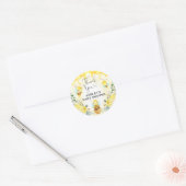 Schattige Bumble Bee Honey Pot Bloemen Baby shower Ronde Sticker (Envelop)