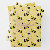 Schattige Bumble Bee Honeycomb Pattern Baby shower Inpakpapier Vel (In situ)