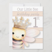 Schattige Bumble Bee met Kroon | Blush Pink | Ivoo Kaart (Voorkant)