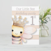Schattige Bumble Bee met Kroon | Blush Pink | Ivoo Kaart (Staand voorkant)