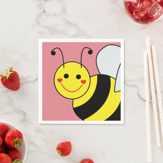 Schattige Bumble Bee Pink Servet (Insitu)