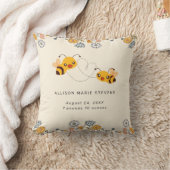 Schattige Bumble Bees & Flowers Baby Geboortestati Kussen (Deken)