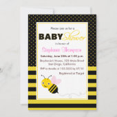 Schattige Bumble Bees Meisje Baby shower Invitatio Kaart (Voorkant)