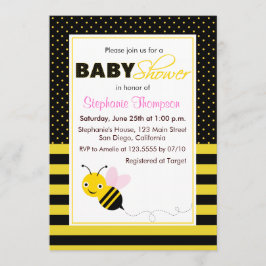 Schattige Bumble Bees Meisje Baby shower Invitatio Kaart