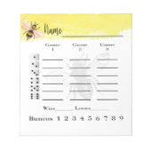 Schattige Bunco Score Sheets Bee Notitieblok (Voorkant)