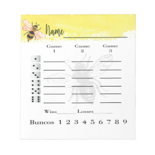 Schattige Bunco Score Sheets Bee Notitieblok