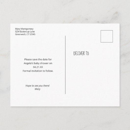 Schattige Bunnies Baby shower sparen de Datum Aankondigingskaart (Achterkant)