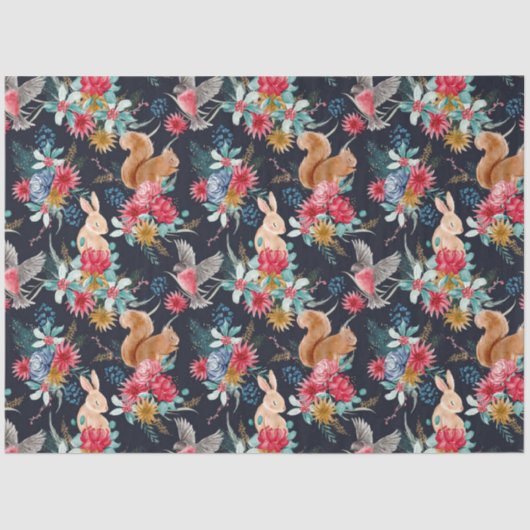 Schattige Bunnies & Eekhoorns Kerst Tissue Papier (Voorkant)