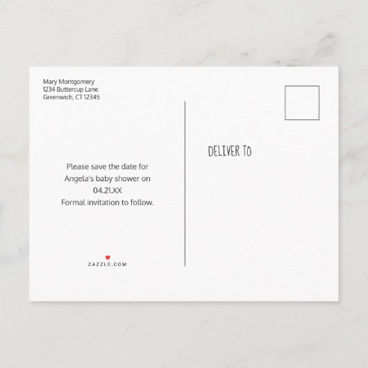 Schattige Bunnies hart Baby shower sparen de Datum Aankondigingskaart (Achterkant)