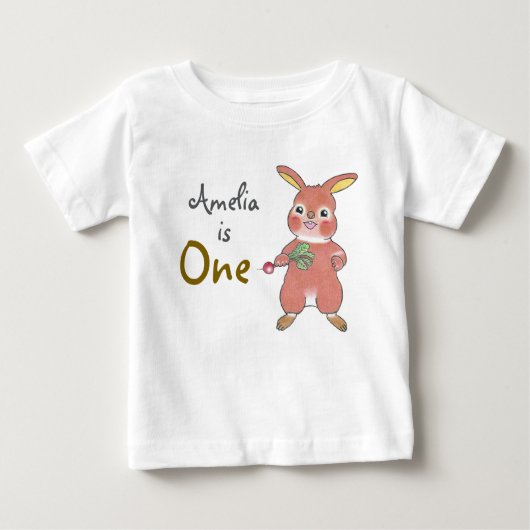 Schattige Bunny 1st Birthday Baby T-shirt (Voorkant)