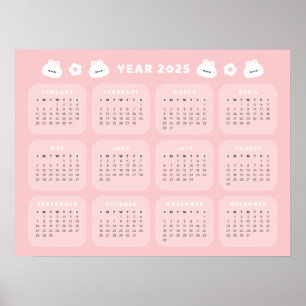 Schattige Bunny 2025 Kalender Poster