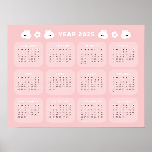 Schattige Bunny 2025 Kalender Poster (Voorkant)