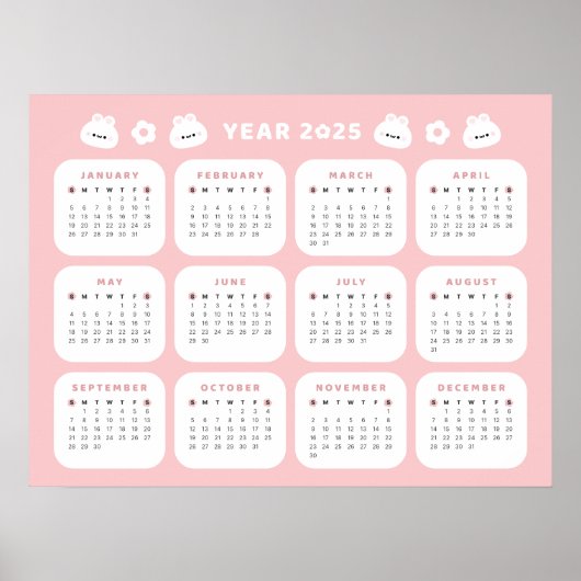Schattige Bunny 2025 Kalender Poster (Voorkant)