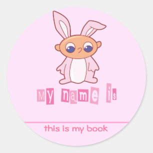 Schattige Bunny Babby Kinder Bookplaten Ronde Sticker