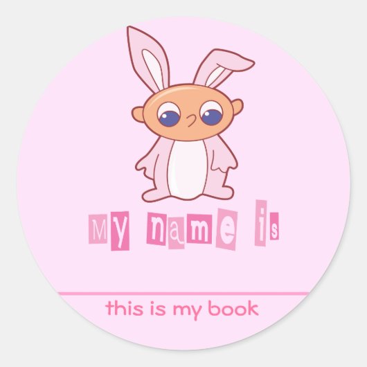 Schattige Bunny Babby Kinder Bookplaten Ronde Sticker (Voorkant)