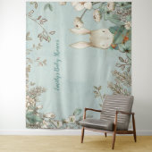 Schattige Bunny  Baby shower Achtergrond landschap Wandkleed (In situ)