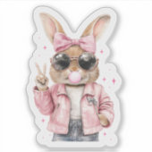 Schattige Bunny Blowing Bubble Gum Sticker (Voorkant)