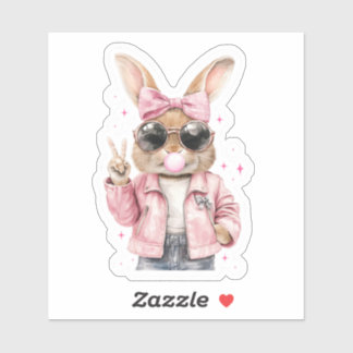 Schattige Bunny Blowing Bubble Gum Sticker