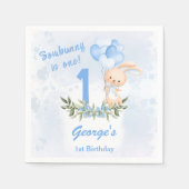 Schattige Bunny Blue 1e Verjaardag Jongen Groen Le Servet (Voorkant)