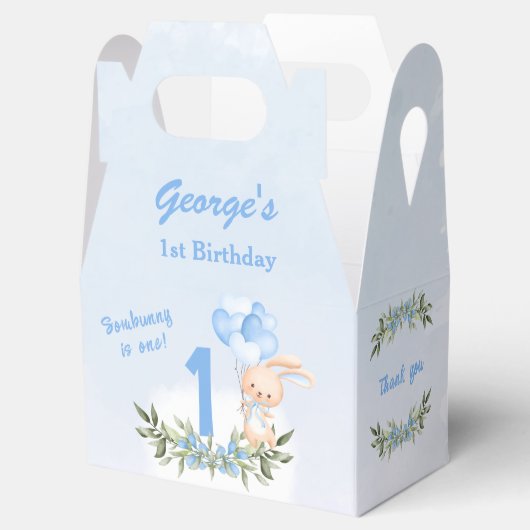 Schattige Bunny Blue 1e Verjaardagsjongen Lente Bedankdoosjes (Geopend)