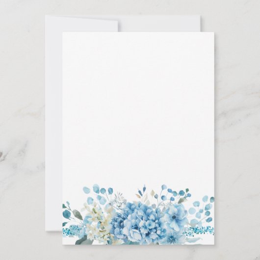 Schattige Bunny Blue Floral Baby Jongensdouche Kaart (Achterkant)