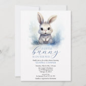 Schattige Bunny Blue Winter Custom Baby shower Kaart (Voorkant)