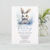 Schattige Bunny Blue Winter Custom Baby shower Kaart (Staand voorkant)
