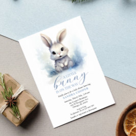 Schattige Bunny Blue Winter Custom Baby shower Kaart