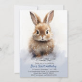 Schattige Bunny Blue Winter Custom Verjaardagsfees Kaart (Voorkant)