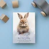 Schattige Bunny Blue Winter Custom Verjaardagsfees Kaart