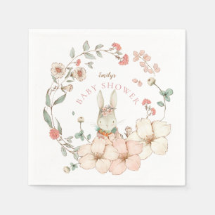 Schattige Bunny Blush Florals Meisje Baby shower Servet