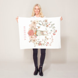  Schattige Bunny Botanical Baby Girl Nursery Fleece Deken