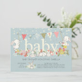 Schattige Bunny Boys Baby shower Uitnodiging (Staand voorkant)