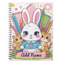 Schattige Bunny & Cats Notitieboek – Bewerkbare na