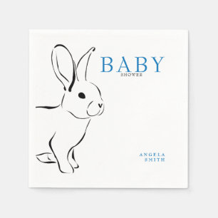 Schattige Bunny Cobalt Blue Baby shower Servet