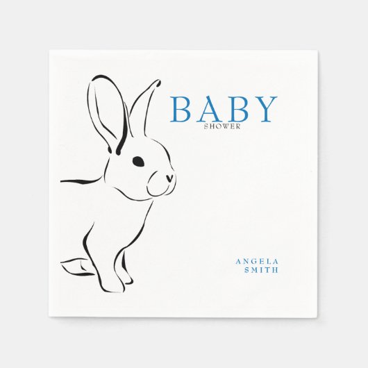 Schattige Bunny Cobalt Blue Baby shower Servet (Voorkant)