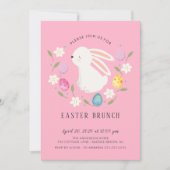 Schattige bunny Easter Brunch Dinner Kaart (Voorkant)