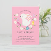 Schattige bunny Easter Brunch Dinner Kaart (Staand voorkant)