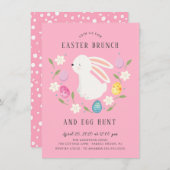 Schattige Bunny Easter Brunch & Egg Hunt Kaart (Voorkant / Achterkant)