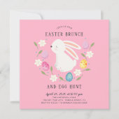 Schattige Bunny Easter Brunch & Egg Hunt Kaart (Voorkant)