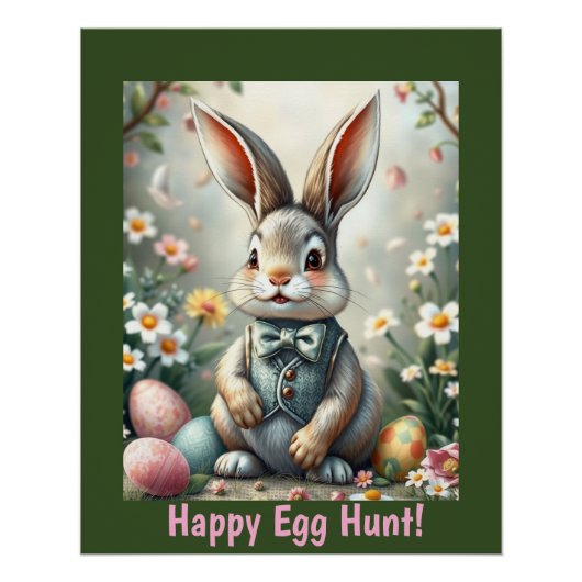 Schattige Bunny Easter Glossy Poster (Voorkant)
