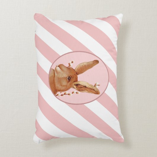 Schattige Bunny en Stripes Patroon Accent Kussen (Voorkant(Verticaal))