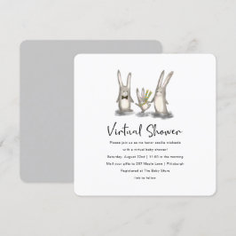 Schattige Bunny Family Virtual Baby shower Kaart