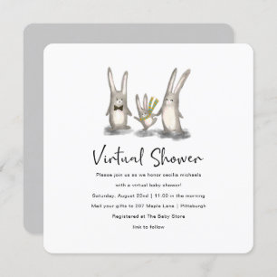 Schattige Bunny Family Virtual Baby shower Kaart