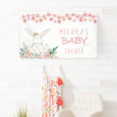 Schattige Bunny Floral Roos Gouden Glitter Baby sh Spandoek (Insitu)